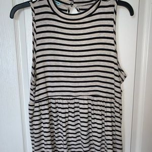 Striped high neck baby doll tank